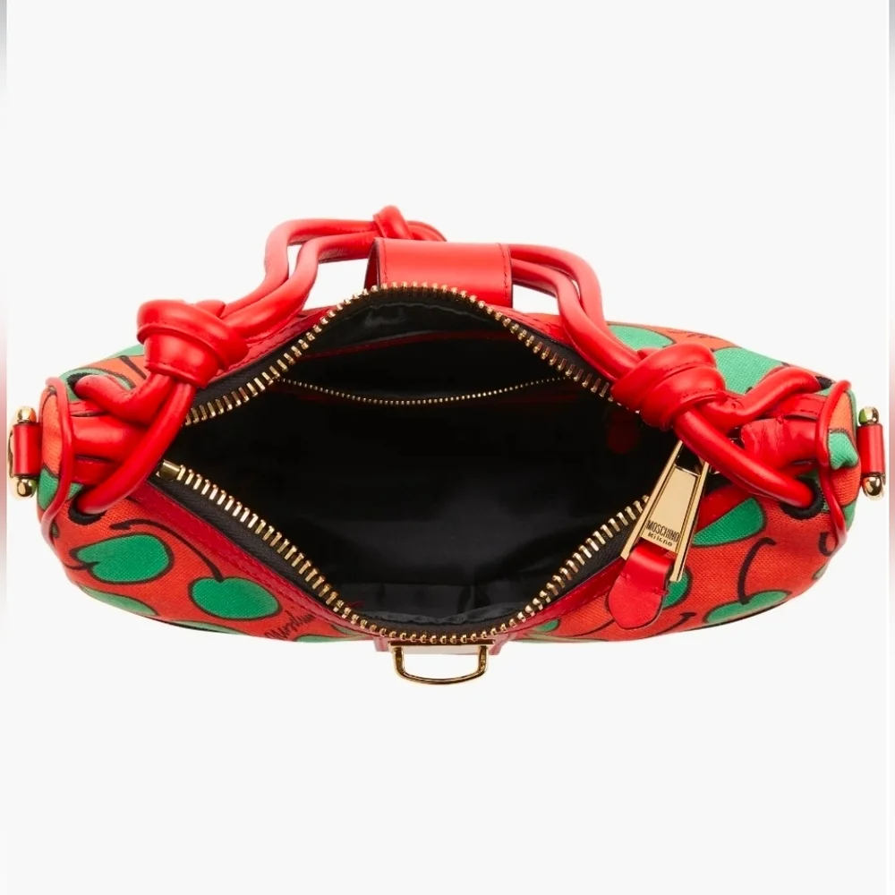 MOSCHINO® Couture All-Over Cherry Print Canvas Hobo Bag - Picture 5 of 7